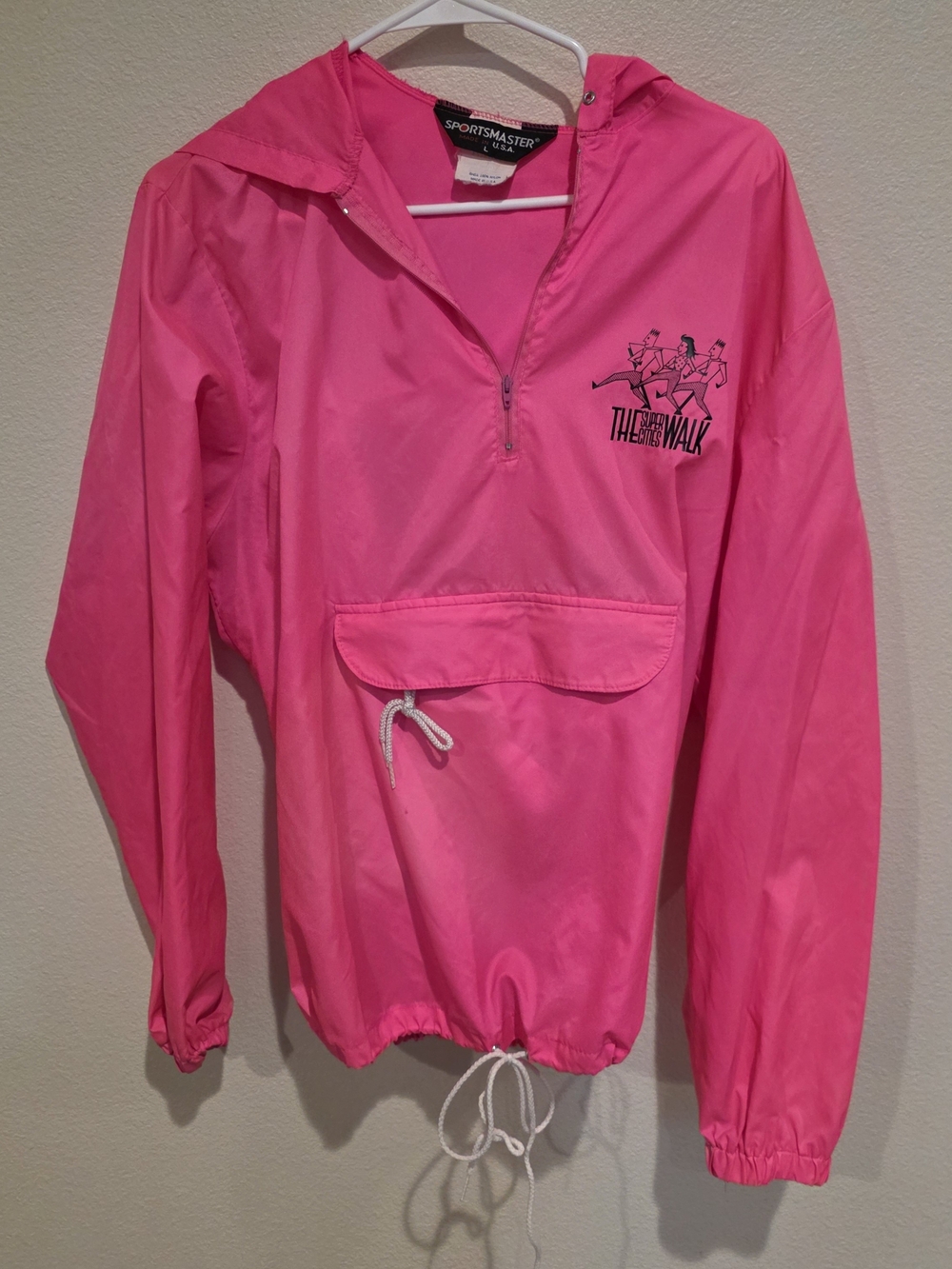 Vintage Bright Pink Hooded Pullover Jacket